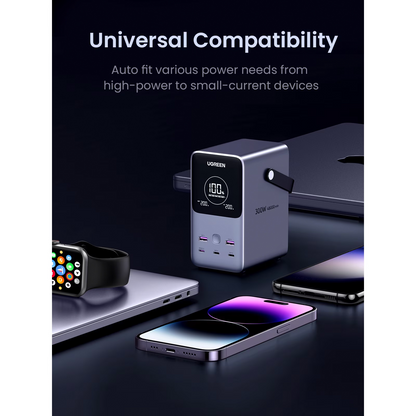 Vanjska baterija UGREEN PB770, 48000mAh, 300W, QC + PD, 2 x USB-A - 3 x USB-C, Siva, Obnovljena