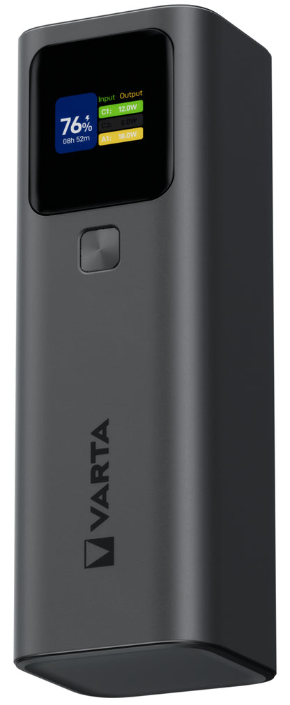 Vanjska baterija Varta High Speed, 27000mAh, 140W, QC + PD, 1 x USB-A - 2 x USB-C, Crna
