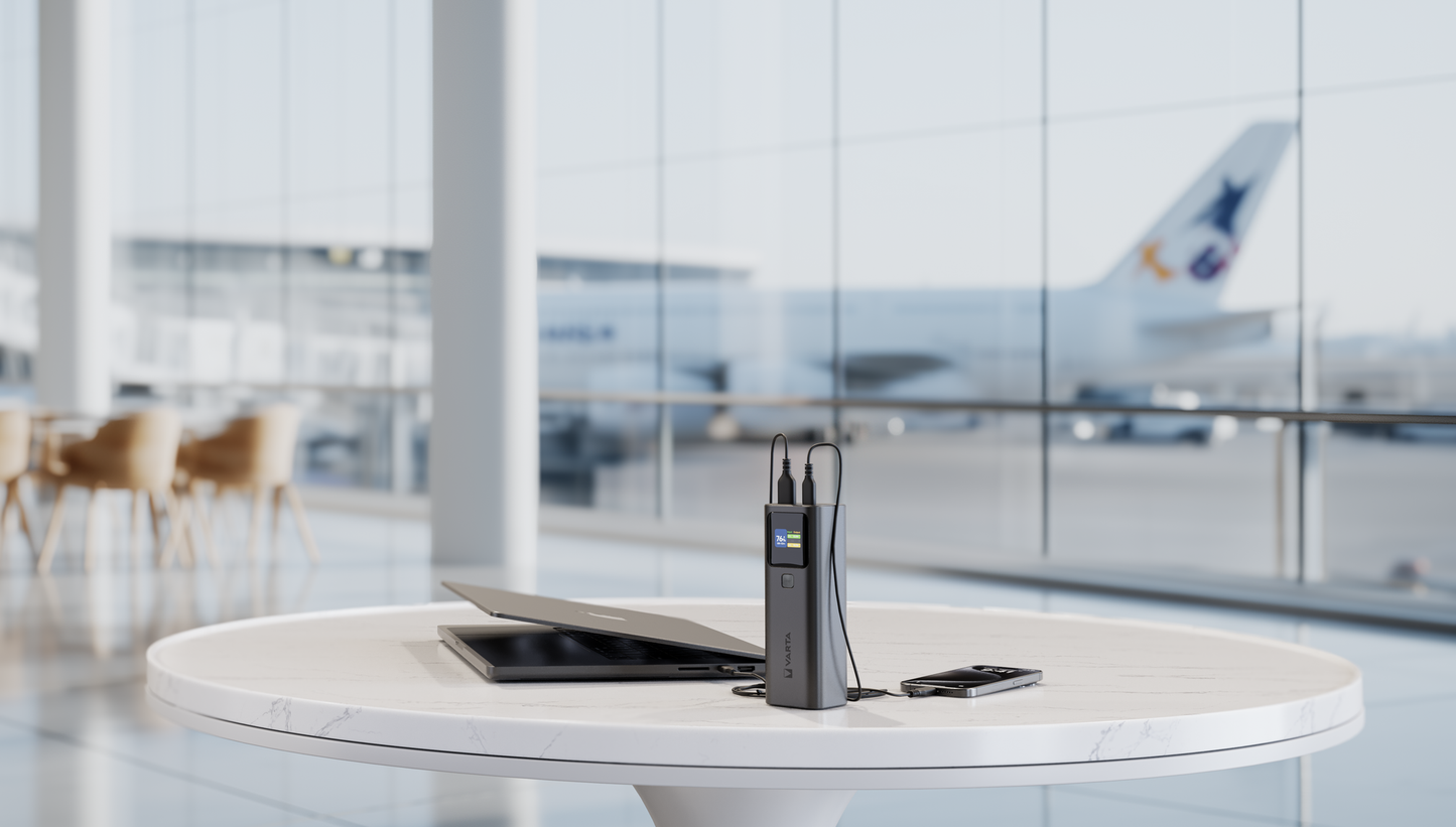 Vanjska baterija Varta High Speed, 27000mAh, 140W, QC + PD, 1 x USB-A - 2 x USB-C, Crna