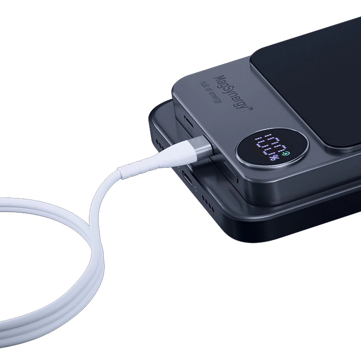 Vanjska baterija Wireless 3MK MagSynergy, 5000mAh, 18W, PD + FQI, 1 x QI - 1 x USB-C, Crna