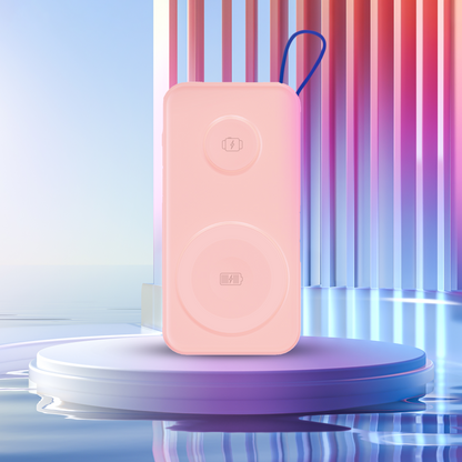 Vanjska baterija Wireless 3MK PastelUp, 10000mAh, 22.5W, QC + PD + FQI, 1 x USB-A - 1 x USB-C - 2 x QI, Roza