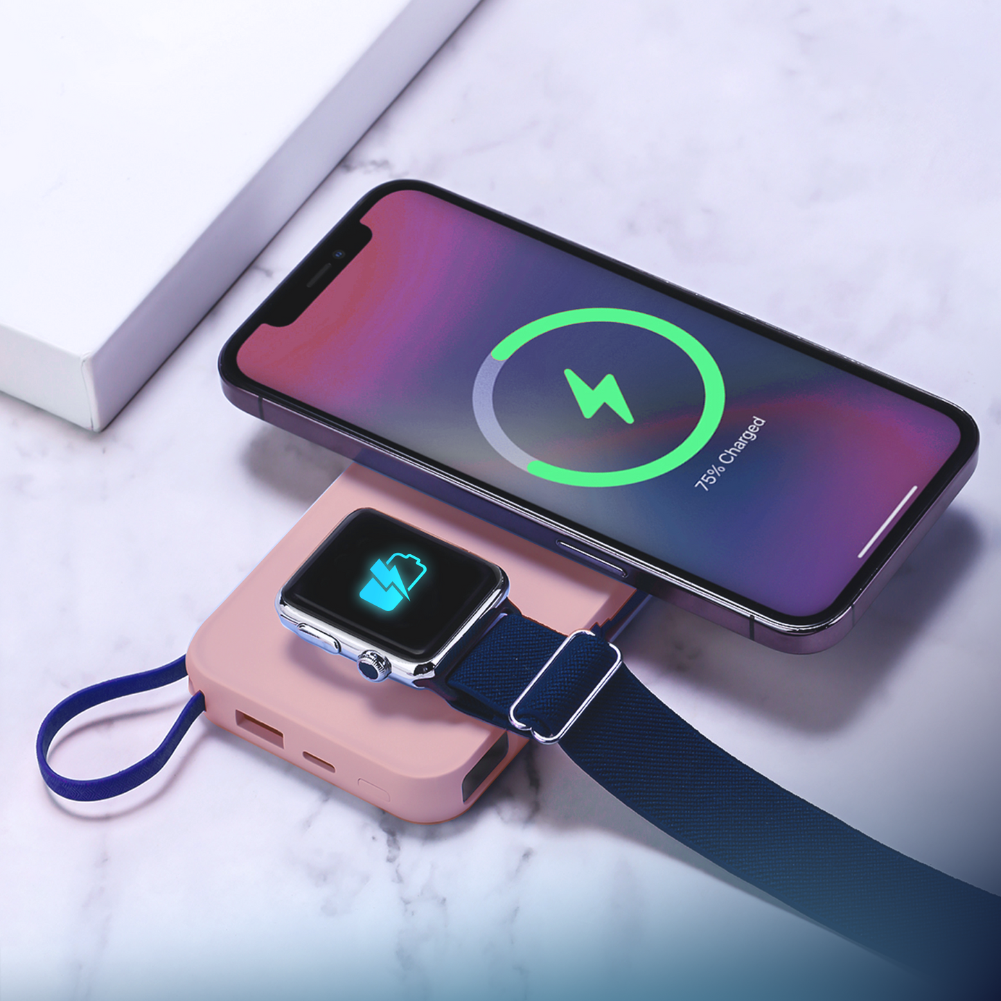 Vanjska baterija Wireless 3MK PastelUp, 10000mAh, 22.5W, QC + PD + FQI, 1 x USB-A - 1 x USB-C - 2 x QI, Roza