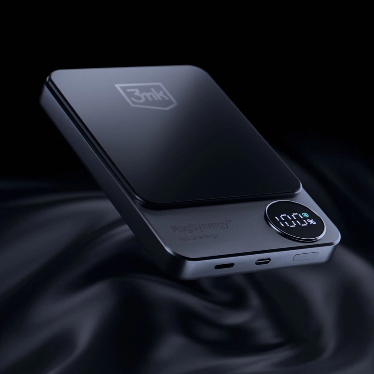 Vanjska baterija Wireless 3MK MagSynergy, 5000mAh, 18W, PD + FQI, 1 x QI - 1 x USB-C, Crna