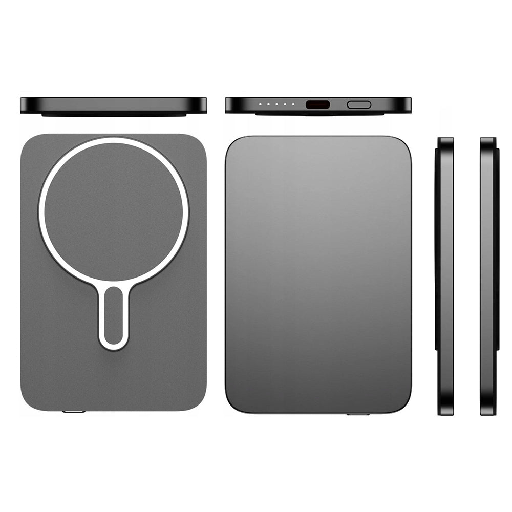 Vanjska baterija Wireless 3MK MagSnap Go, 5000mAh, 20W, PD + FQI, 1 x QI - 1 x USB-C, Siva