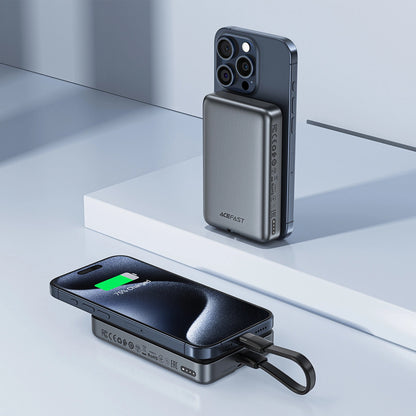 Vanjska bežična baterija Acefast M10, 10000mAh, 30W, PD + FQI, 1 x QI - 2 x USB-C, Crna