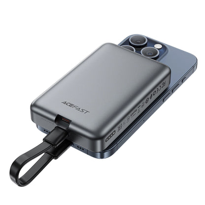 Vanjska bežična baterija Acefast M10, 10000mAh, 30W, PD + FQI, 1 x QI - 2 x USB-C, Crna