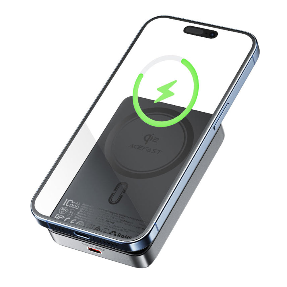 Vanjska baterija Wireless Acefast M11, 10000mAh, 30W, PD + FQI, 1 x QI - 1 x USB-C, Crna