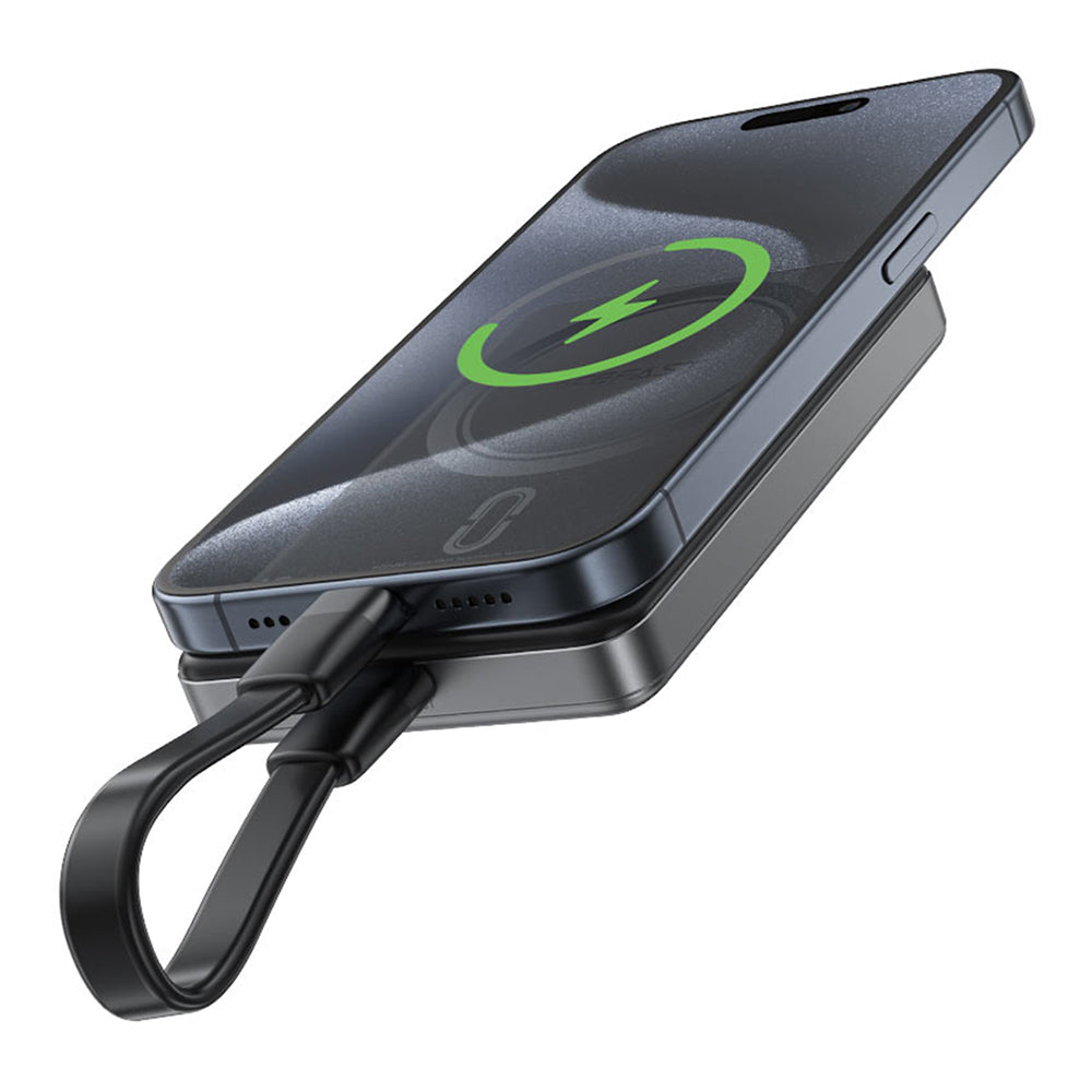 Bežična vanjska baterija Acefast M12, 10000mAh, 20W, PD + FQI, 1 x QI - 1 x USB-C, Crna