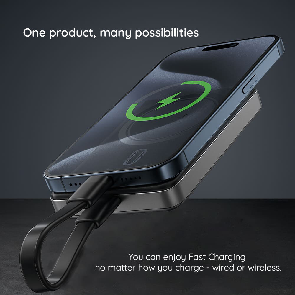 Bežična vanjska baterija Acefast M12, 10000mAh, 20W, PD + FQI, 1 x QI - 1 x USB-C, Crna