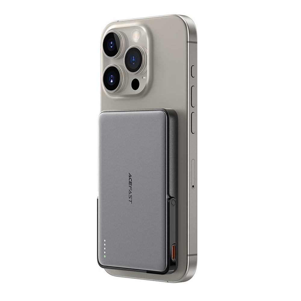 Vanjska baterija Wireless Acefast M16, 5000mAh, 18W, PD + FQI, 1 x QI - 1 x USB-C, Crna