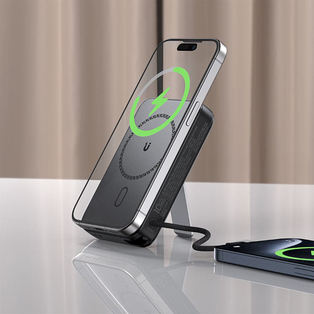 Vanjska baterija Wireless Acefast M24, 10000mAh, 22.5W, PD + FQI, 1 x QI - 2 x USB-C, Siva