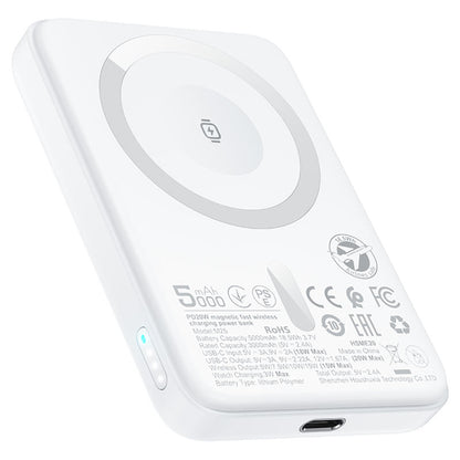 Vanjska baterija Wireless Acefast M25, 5000mAh, 20W, PD + FQI, 1 x QI - 1 x USB-C, Bijela