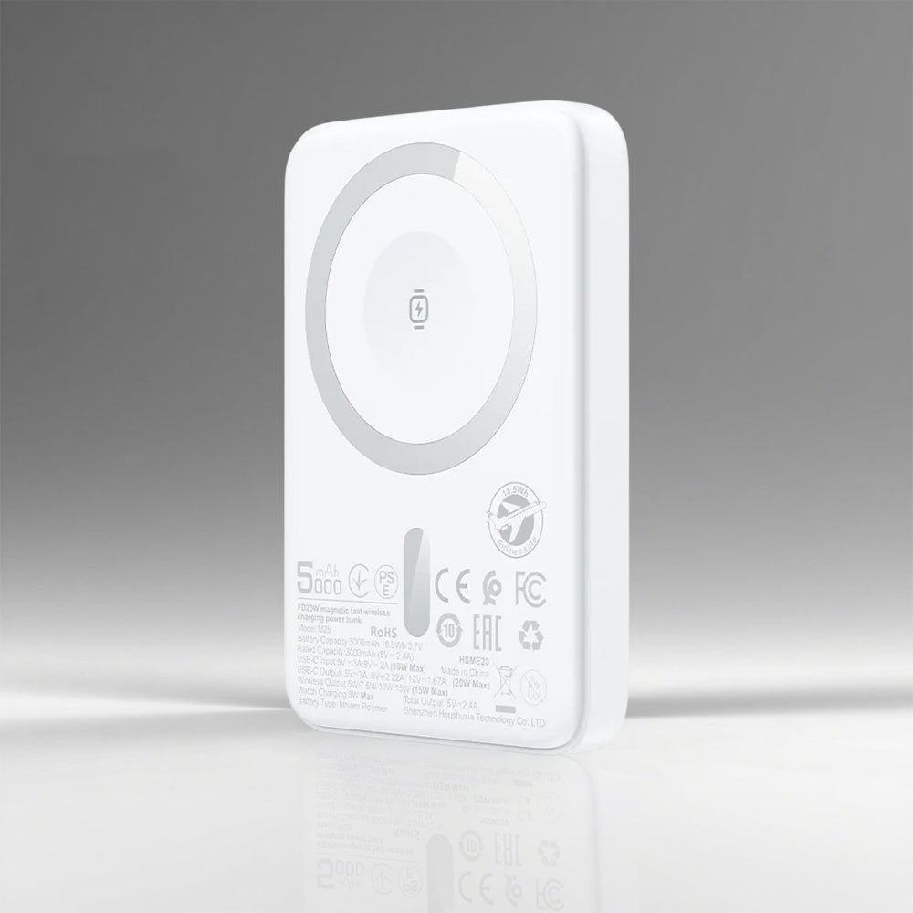 Vanjska baterija Wireless Acefast M25, 5000mAh, 20W, PD + FQI, 1 x QI - 1 x USB-C, Bijela