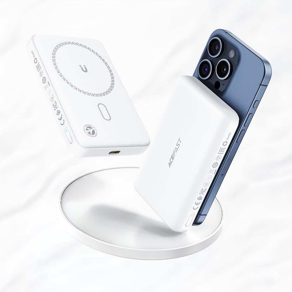 Vanjska baterija Wireless Acefast M26, 10000mAh, 20W, PD + FQI, 1 x QI - 1 x USB-C, Bijela