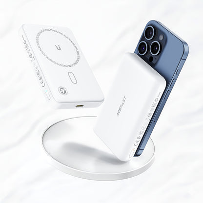 Vanjska baterija Wireless Acefast M26, 10000mAh, 20W, PD + FQI, 1 x QI - 1 x USB-C, Bijela