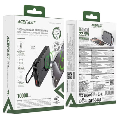 Vanjska baterija Wireless Acefast M31, 10000mAh, 22.5W, QC + PD + FQI, 1 x QI - 1 x USB-A - 2 x USB-C, Crna