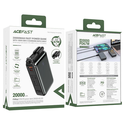 Vanjska baterija Acefast M4, 20000mAh, 67W, PD, 1 x USB-A - 2 x USB-C, Crna