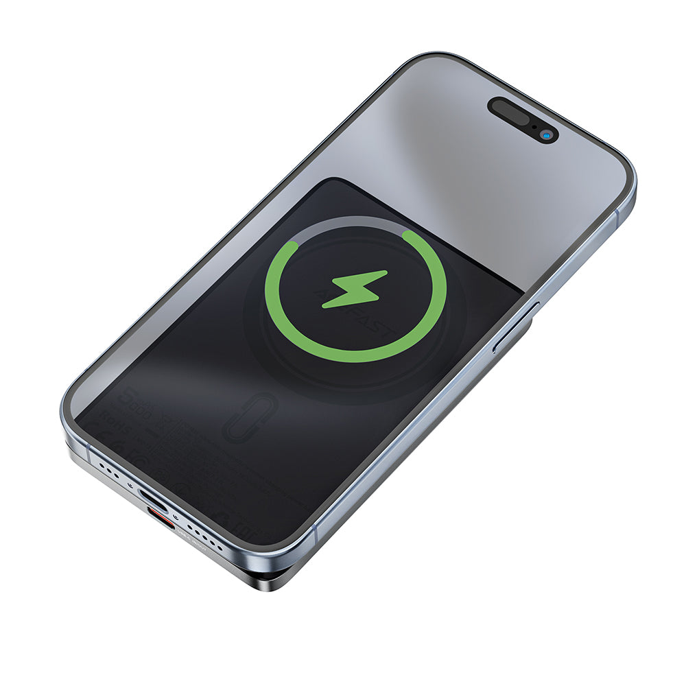 Bežična vanjska baterija Acefast M8, 5000mAh, 18W, PD + FQI, 1 x QI - 1 x USB-C, Crna