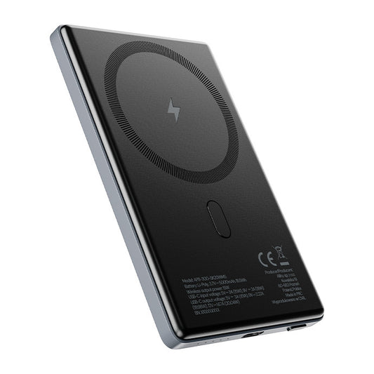 Vanjska baterija Wireless Allity. APB-300, 5000mAh, 20W, PD + QC, 1 x QI - 1 x USB-C, Siva