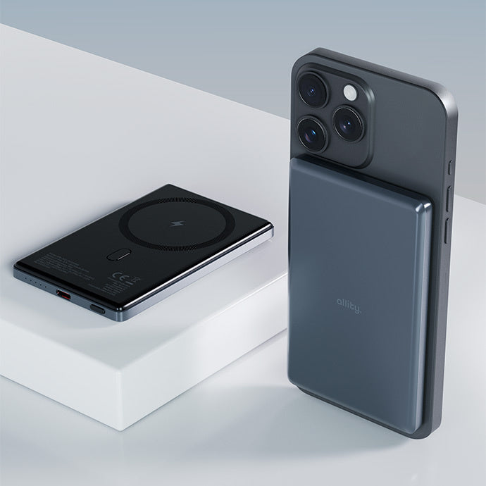 Vanjska baterija Wireless Allity. APB-300, 5000mAh, 20W, PD + QC, 1 x QI - 1 x USB-C, Siva