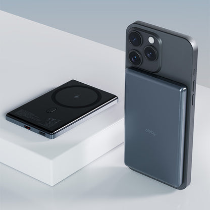 Vanjska baterija Wireless Allity. APB-300, 5000mAh, 20W, PD + QC, 1 x QI - 1 x USB-C, Siva