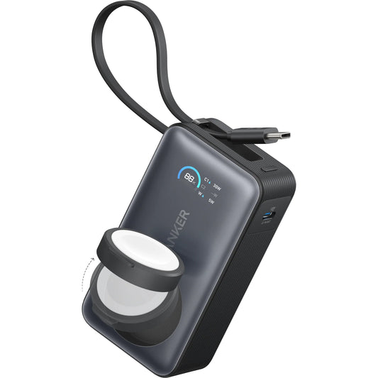 Vanjska bežična baterija Anker MagGo, 10000mAh, 35W, PD + QI, 1 x QI - 2 x USB-C, Crna A1657H11