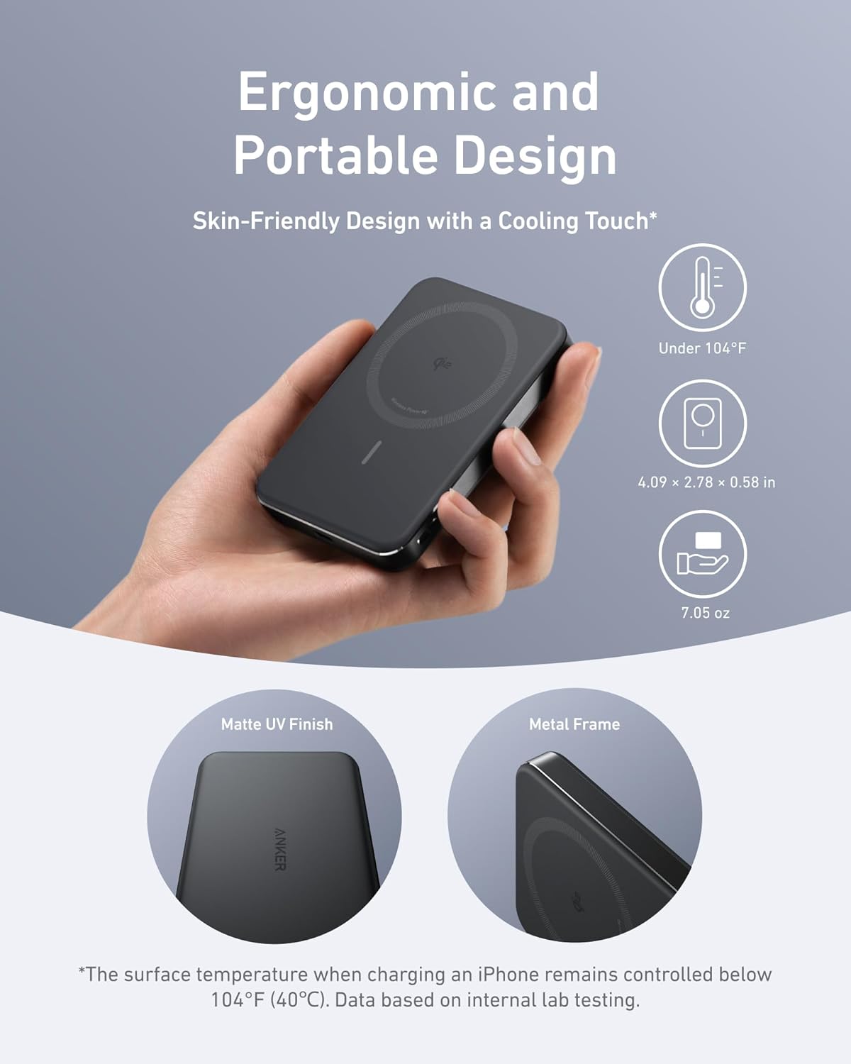 Vanjska baterija Anker MagGo Slim, bežična, 10000mAh, 30W, PD + FQI, 1 x QI - 1 x USB-C, crna A1664H11