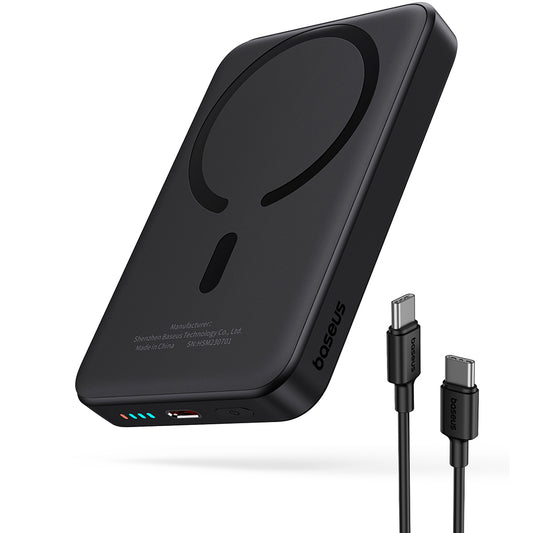 Vanjska baterija Wireless Baseus Magnetic Mini, 10000mAh, 20W, PD + FQI, 1 x QI - 1 x USB-C, Crna P10059001113-00