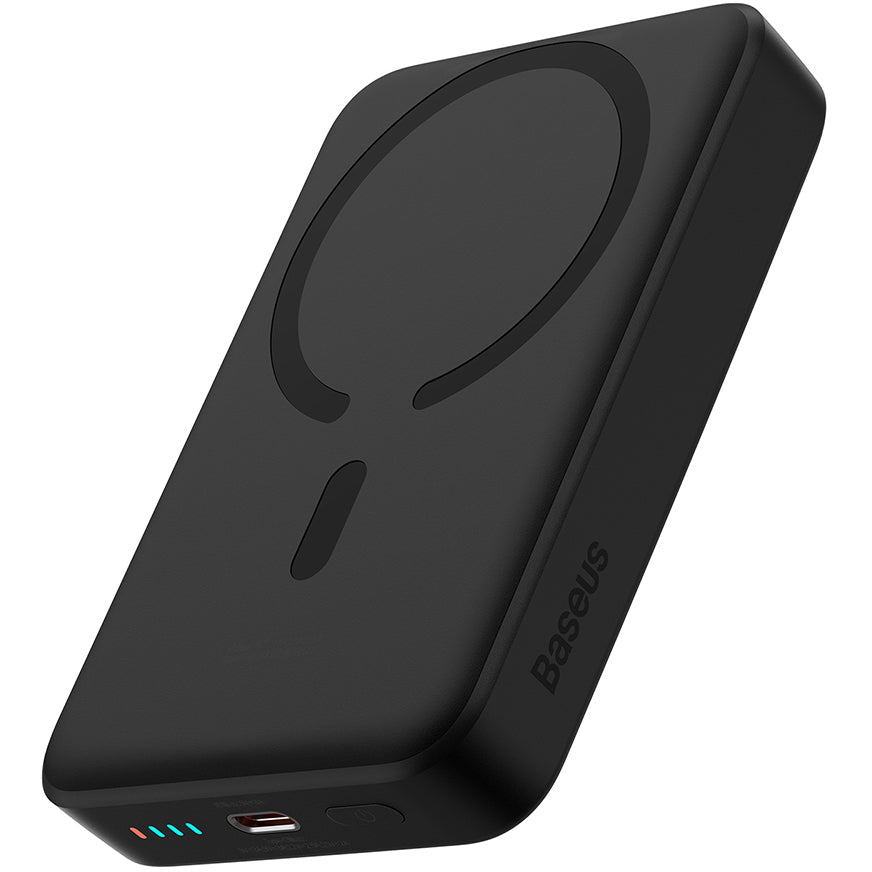 Vanjska baterija bežična Baseus Magnetic Mini, 10000mAh, 30W, PD + FQI, 1 x QI - 1 x USB-C, crna PPCX110201
