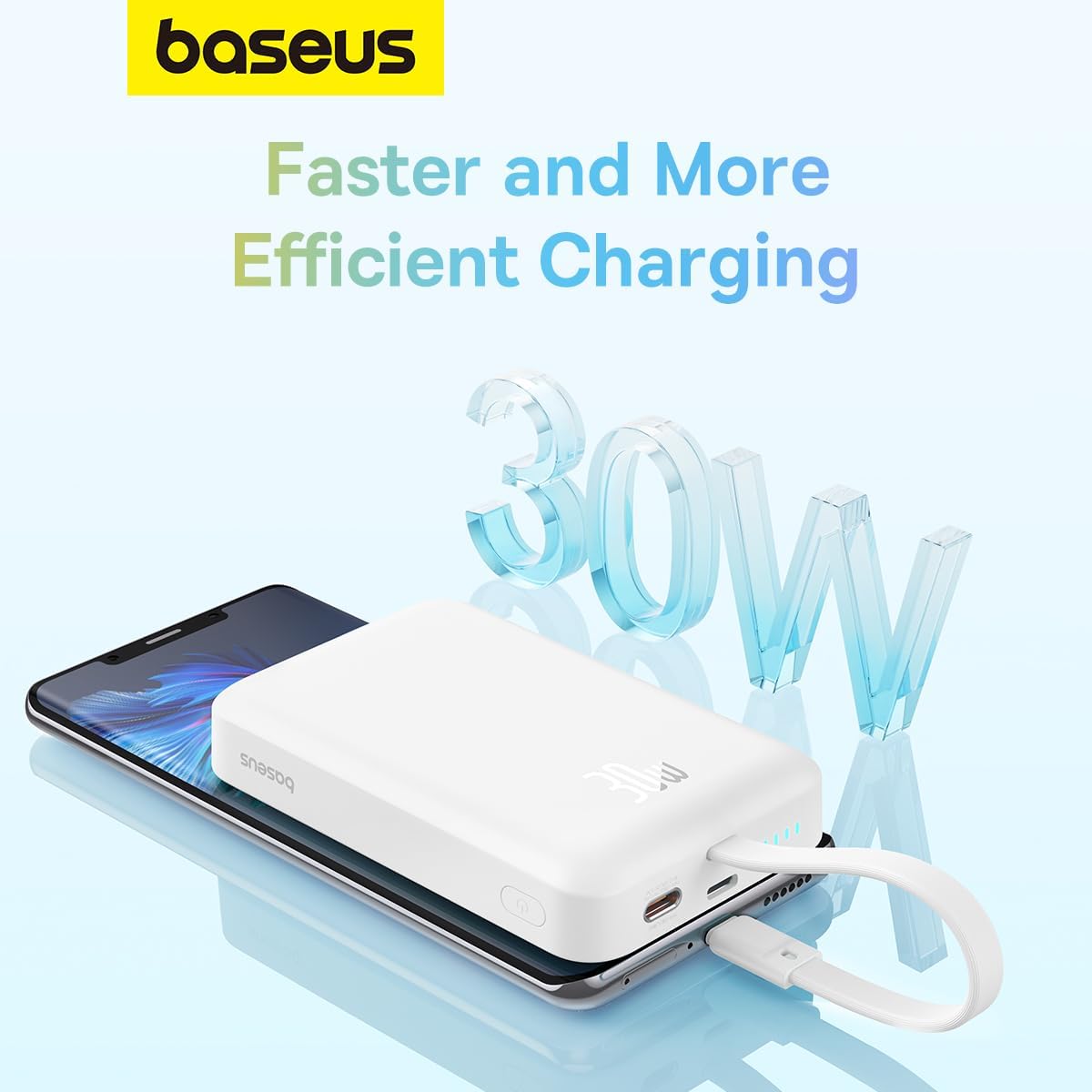 Vanjska baterija bežična Baseus Magnetic Mini, 10000mAh, 30W, PD + FQI, 1 x QI - 2 x USB-C, bijela P1002210B223-00