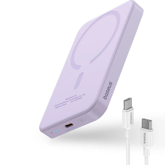 Vanjska bežična baterija Baseus Magnetic Mini, 5000mAh, 20W, PD + FQI, 1 x QI - 1 x USB-C, Ljubičasta P10022107513
