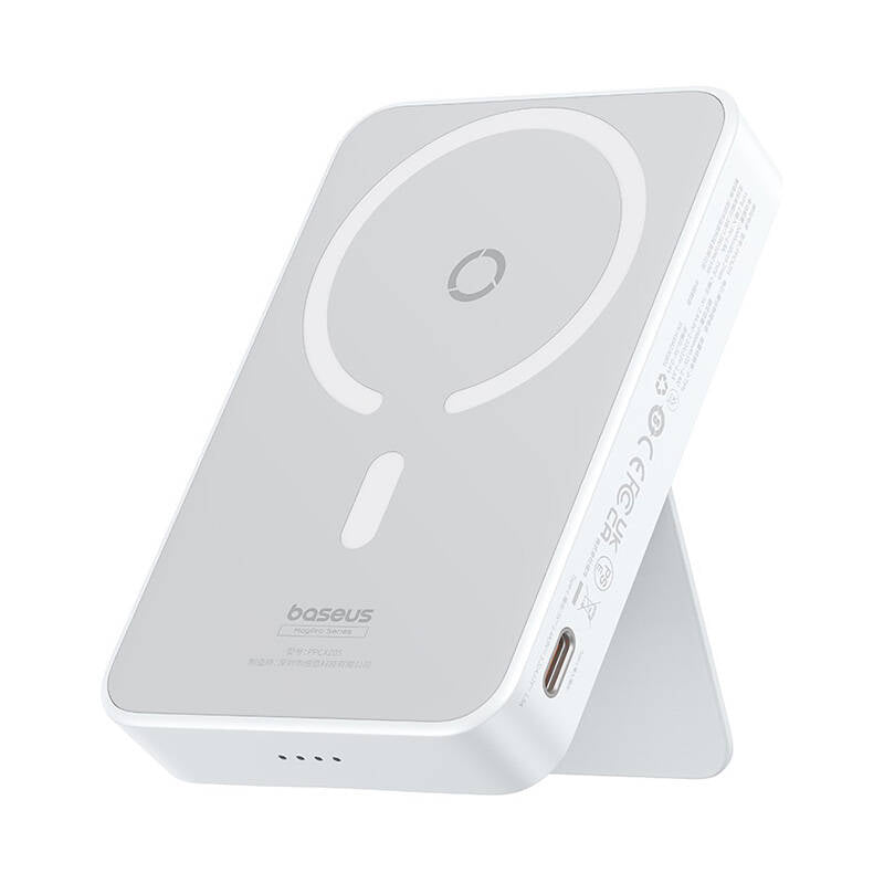 Vanjska bežična baterija Baseus MagPro PPCXZ05, 5000mAh, 20W, PD + FQI, 1 x QI - 1 x USB-C, Bijela P10064101223-00