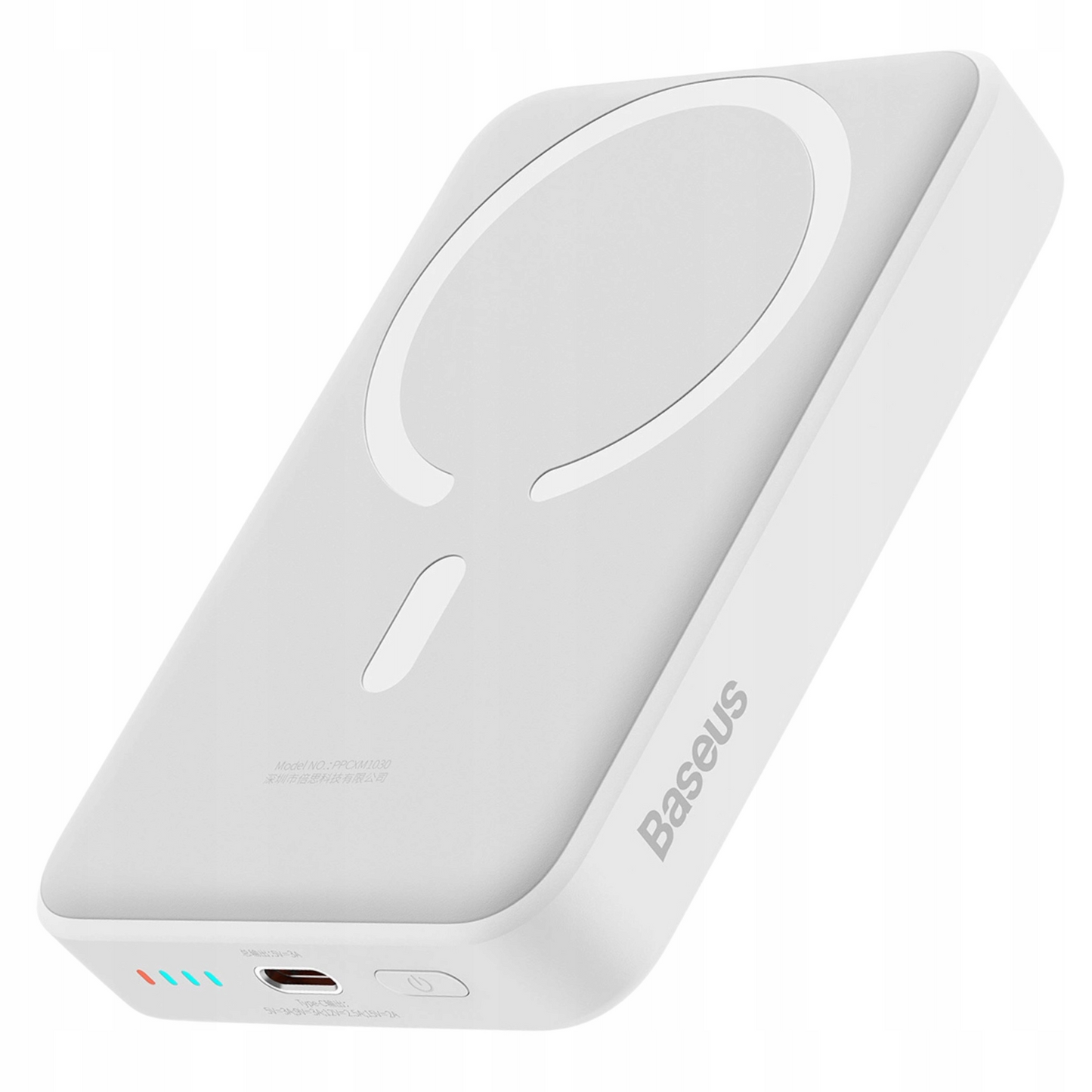 Vanjska bežična baterija Baseus Magnetic Mini, 10000mAh, 30W, PD + FQI, 1 x QI - 1 x USB-C, Bijela PPCX110202