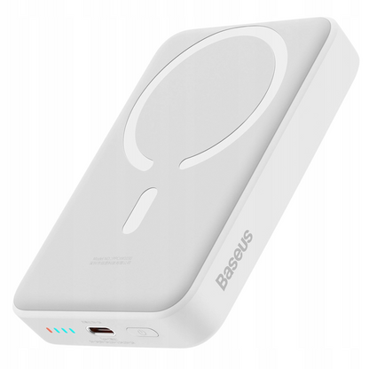 Vanjska bežična baterija Baseus Magnetic Mini, 10000mAh, 30W, PD + FQI, 1 x QI - 1 x USB-C, Bijela PPCX110202