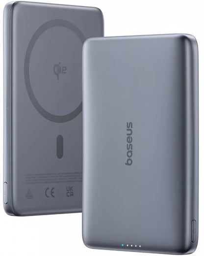 Vanjska bežična baterija Baseus PicoGo AM41, 10000mAh, 27W, PD + FQI, 1 x QI - 1 x USB-C, Siva E0027200