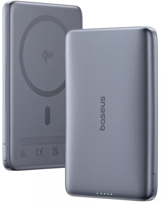 Vanjska bežična baterija Baseus PicoGo AM41, 10000mAh, 27W, PD + FQI, 1 x QI - 1 x USB-C, Siva E0027200