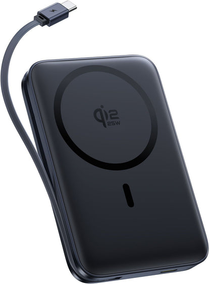 Bežična vanjska baterija Baseus PicoGo AM61, 10000mAh, 45W, PD + FQI, 1 x QI - 2 x USB-C, Crna E0028V00