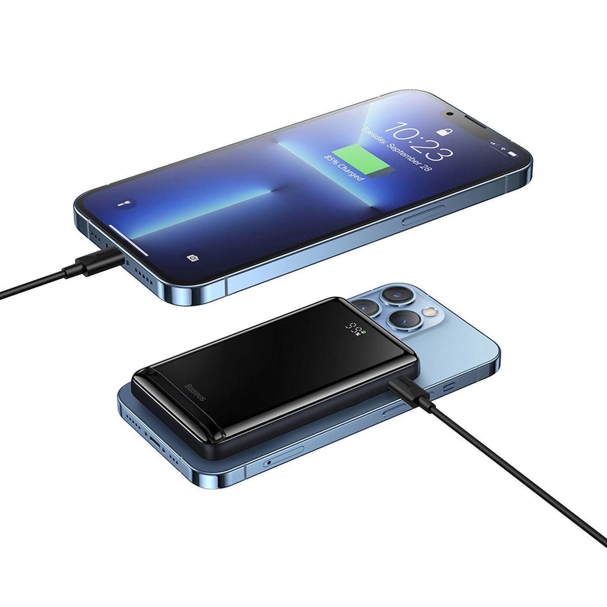 Vanjska baterija bežična Baseus Magnetic Bracket, 10000mAh, 20W, PD + FQI, 1 x QI - 1 x USB-C, plava PPCX000203
