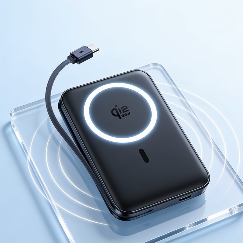 Bežična vanjska baterija Baseus PicoGo AM61, 10000mAh, 45W, PD + FQI, 1 x QI - 2 x USB-C, Crna E0028V00