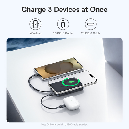 Bežična vanjska baterija Baseus EnerFill FM11, 10000 mAh, 30 W, PD + FQI, 1 × QI – 2 × USB-C, crna E0028904