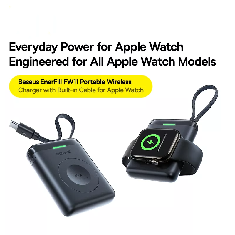 Bežična vanjska baterija Baseus EnerFill FW11 za Apple Watch Series, 1640mAh, 5W, 1 x QI, Crna E0205301