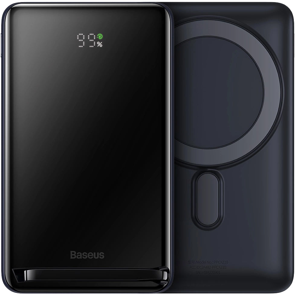 Vanjska baterija bežična Baseus Magnetic Bracket, 10000mAh, 20W, PD + FQI, 1 x QI - 1 x USB-C, plava PPCX000203