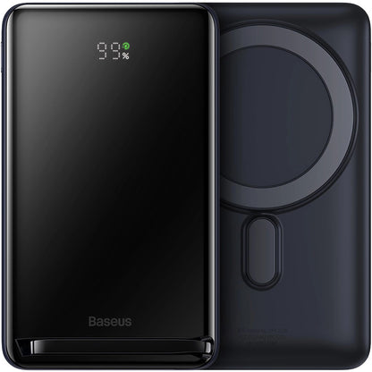Vanjska baterija bežična Baseus Magnetic Bracket, 10000mAh, 20W, PD + FQI, 1 x QI - 1 x USB-C, plava PPCX000203