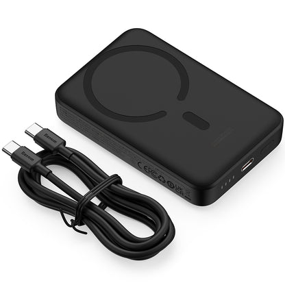Vanjska baterija bežična Baseus Magnetic Mini, 10000mAh, 30W, PD + FQI, 1 x QI - 1 x USB-C, crna PPCX110201