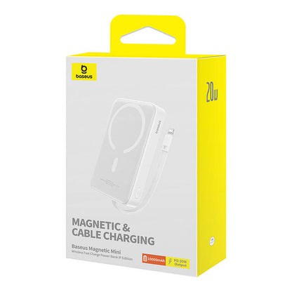 Vanjska baterija Wireless Baseus Magnetic Mini, 10000mAh, 20W, PD + FQI, 1 x Lightning - 1 x QI - 1 x USB-C, Bijela P10022109223-00