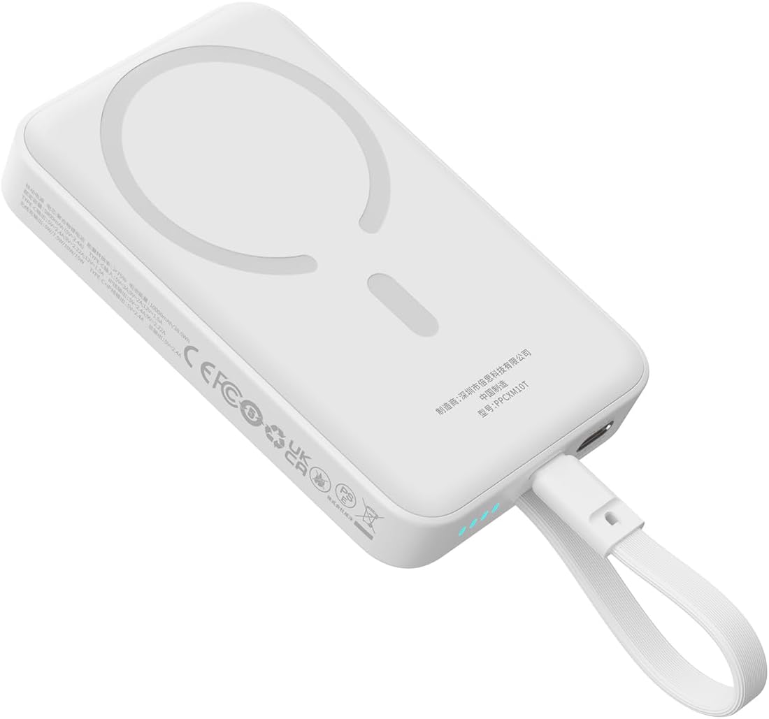 Vanjska baterija bežična Baseus Magnetic Mini, 10000mAh, 30W, PD + FQI, 1 x QI - 2 x USB-C, bijela P1002210B223-00