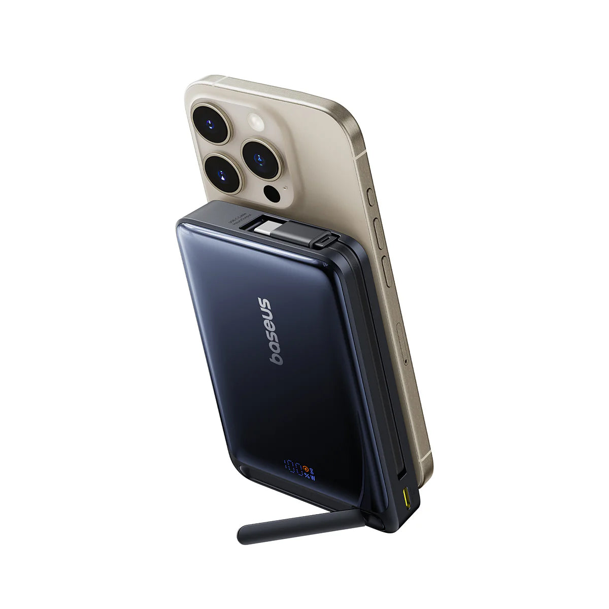 Vanjska bežična baterija Baseus Nomos, 10000mAh, 45W, PD + FQI, 1 x QI - 2 x USB-C, Crna P10078800123-00