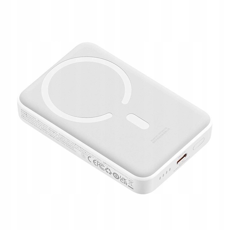 Vanjska bežična baterija Baseus Magnetic Mini, 10000mAh, 30W, PD + FQI, 1 x QI - 1 x USB-C, Bijela PPCX110202