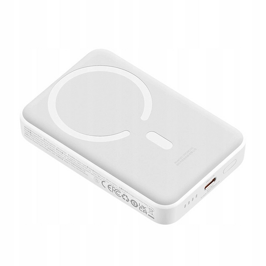 Vanjska bežična baterija Baseus Magnetic Mini, 10000mAh, 30W, PD + FQI, 1 x QI - 1 x USB-C, Bijela PPCX110202