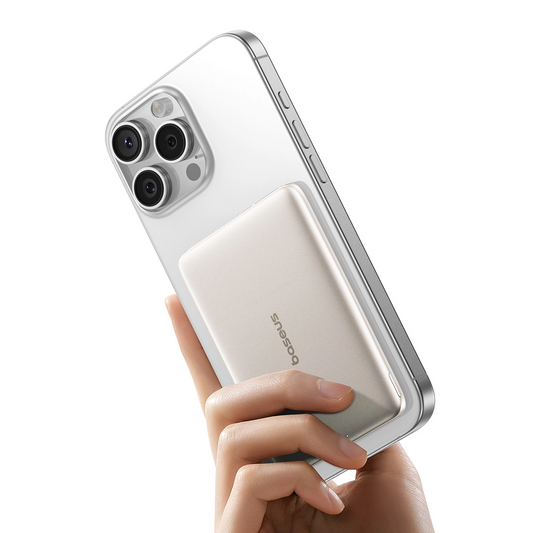 Vanjska bežična baterija Baseus PicoGo AM41, 5000mAh, 20W, PD + FQI, 1 x QI - 1 x USB-C, Bež